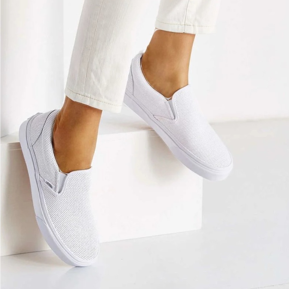 Vans leather slip on shoes